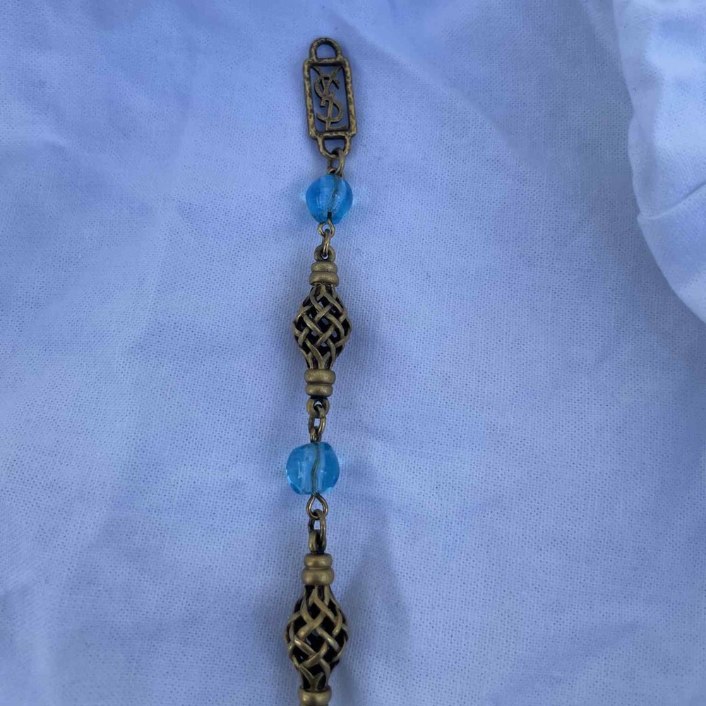 Yves Saint Laurent Blue and Gold Beaded Bracelet - Picture 2 of 4